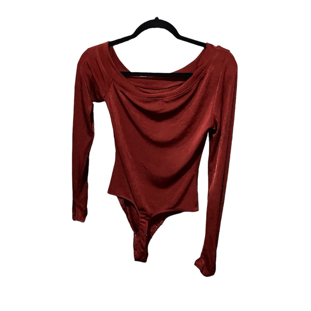 Free People Red Long Sleeve Bodysuit NWOT